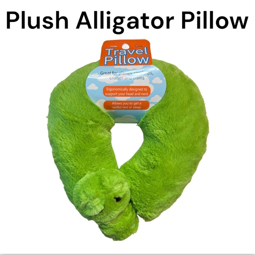 NWT Kids Green Plush Alligator Travel Pillow